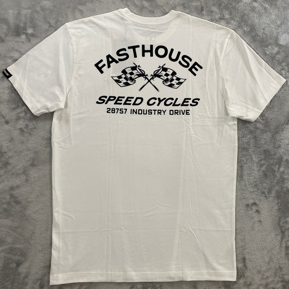 Fasthouse Crown SS Tee Mens Large White NWT Speed Cycles Racing Motorcycle Shirt
